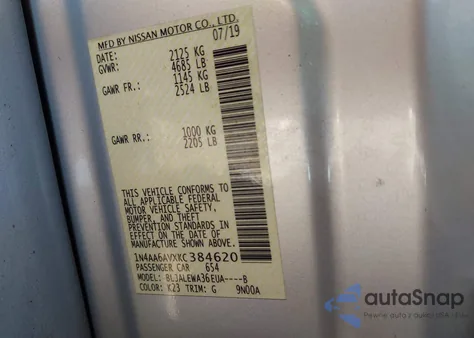 2019 Nissan Maxima 3.5 Sl z USA, uszkodzony, nr VIN 1N4AA6AVXKC384620